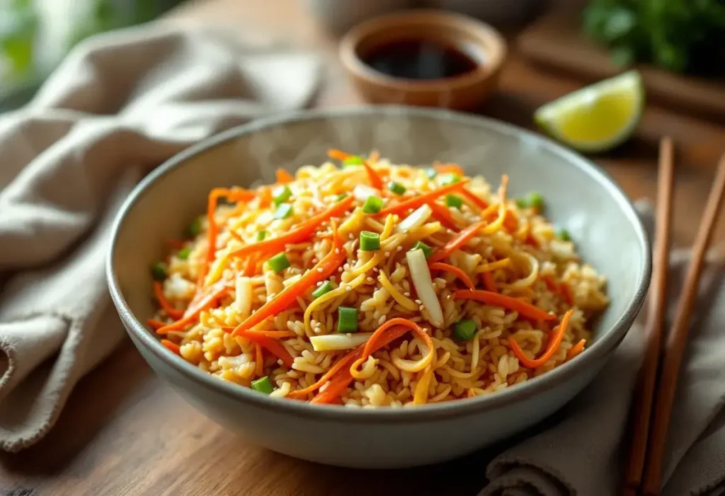 Je prépare ce riz sauté carotte-poireau à la sauce soja dès que j'ai envie d'un dîner healthy express