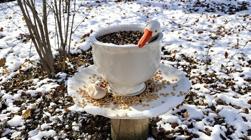 Si vous trouvez ce vase kitsch en brocante, prenez-le : cet hiver, votre jardin et les oiseaux vous remercieront